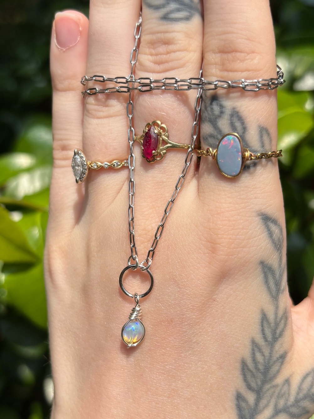Opal charm necklace